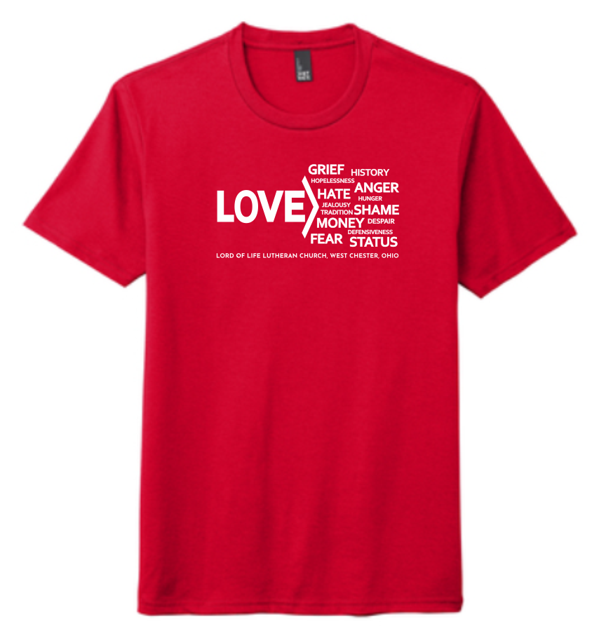 Lord of Life Church LOVE> District TriBlend t-shirt Red - Friday Threads